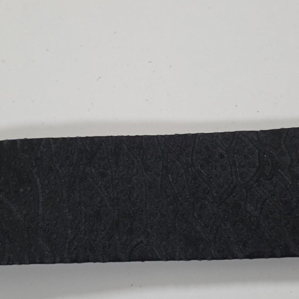 Vintage Textured Belt Womens L Black Gold Black Tone Metal Buckle Whimsigoth Y2K - Picture 14 of 15